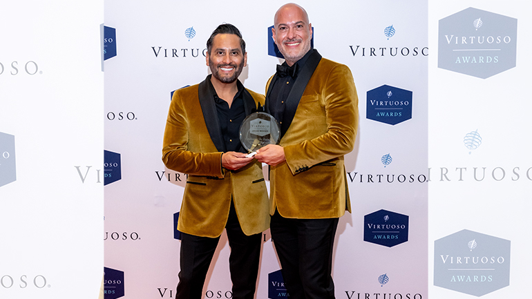 Regent Santa Monica Beach General Manager Younes Atallah (right) with Angel de Lara Hamel (left), Director of Transient Sales & Business Development