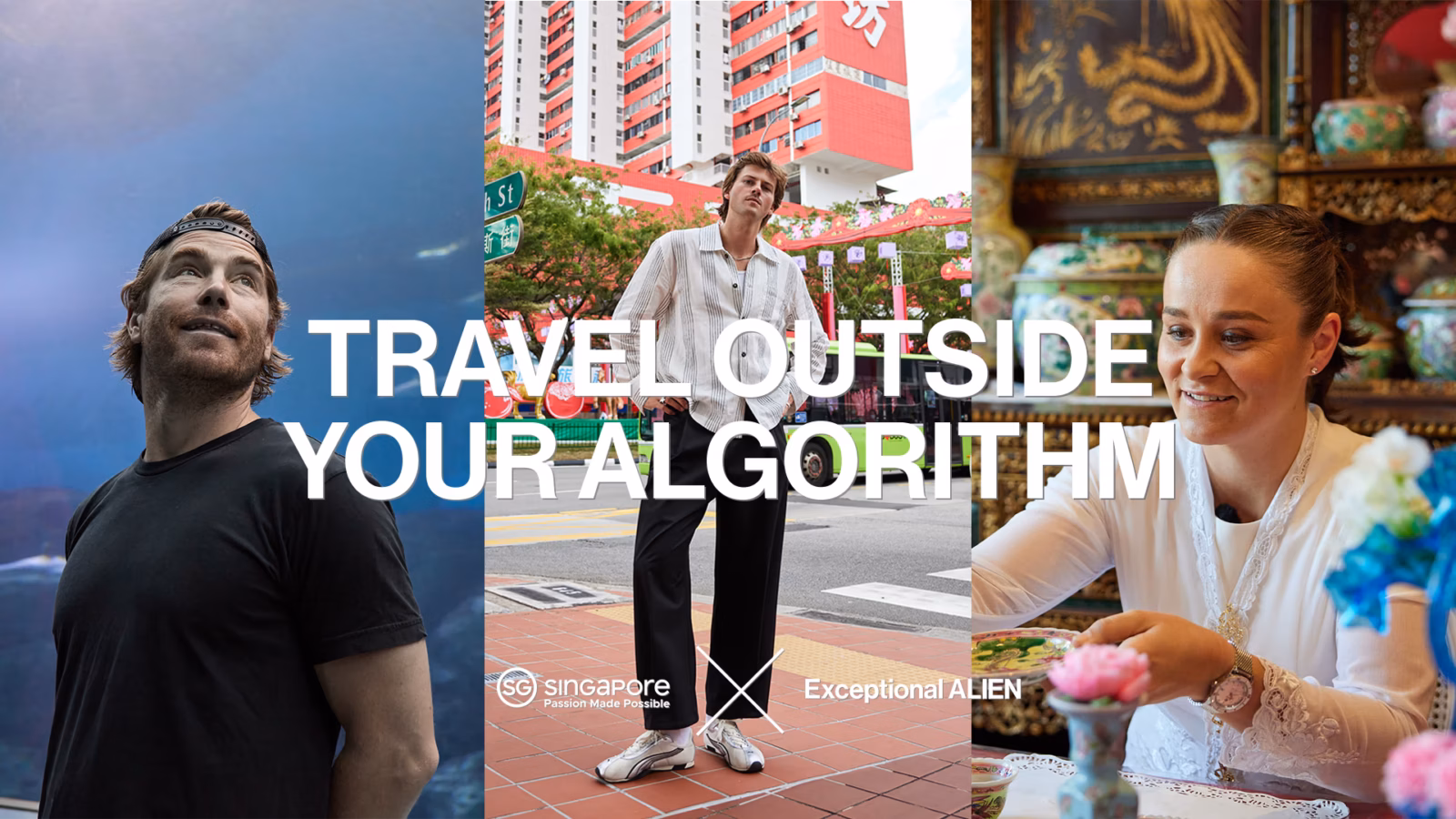Ash Barty, Hayden Quinn and Ruel Feature in Singapore’s “Travel Outside Your Algorithm” Campaign